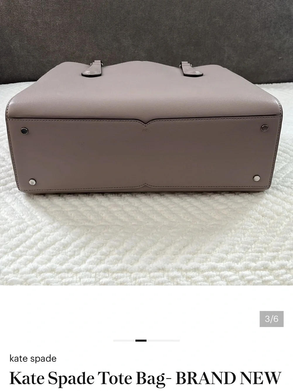 kate spade Mauve-Taupe Leather Satchel with Dark Plum Interior